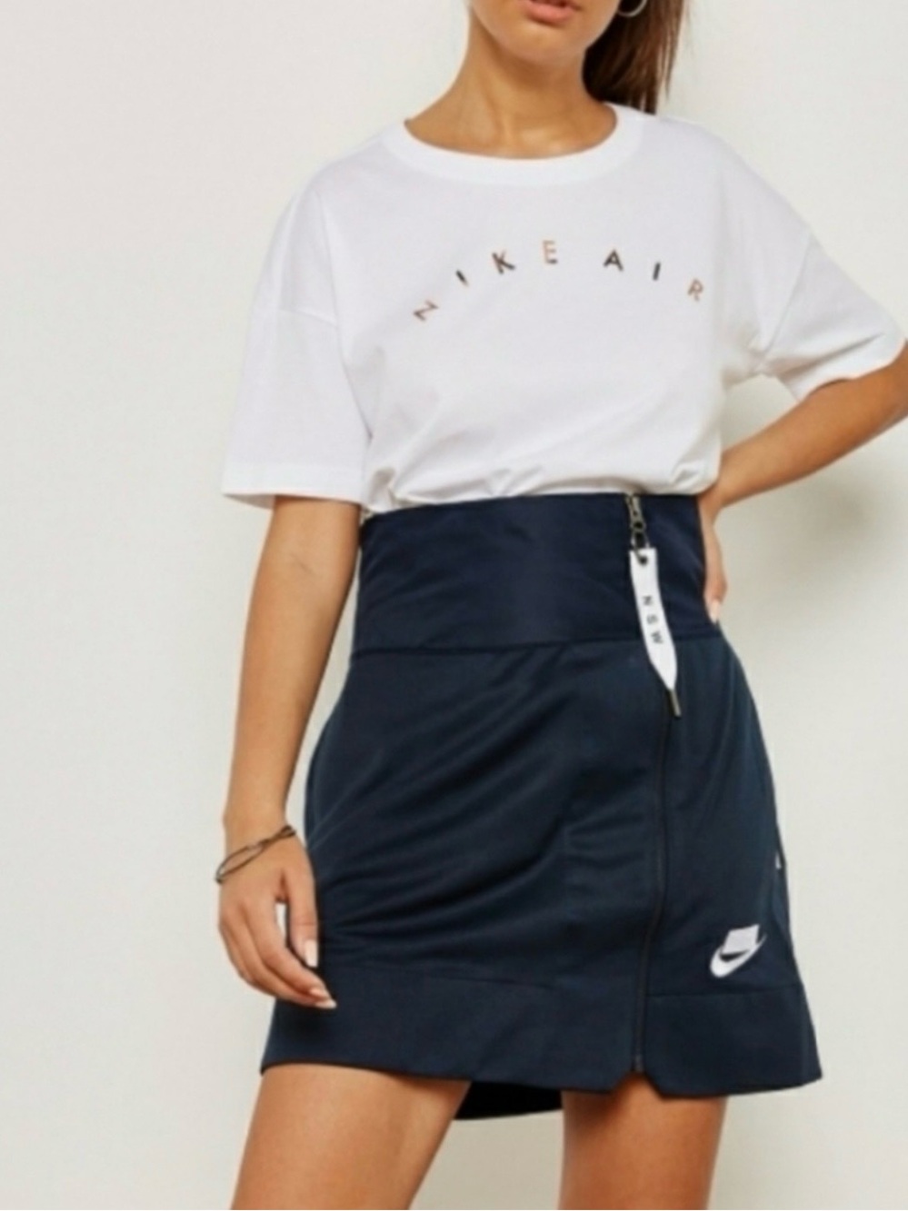 Nike Streetwear NSW Navy Mini Skirt with Front Zip - Picture 1 of 6